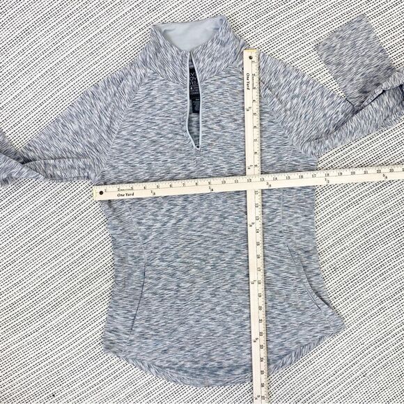 Aeropostale Live Love Dream Marled Quarter Zip Activewear Top Gray Lined Medium - Picture 12 of 13